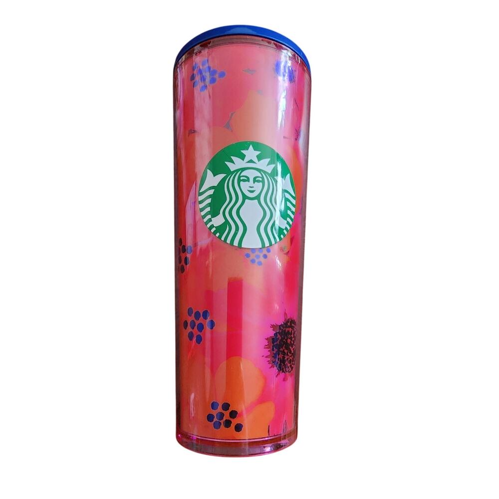 2022 Starbucks Summer Dancing Blooms Hibiscus Venti Tumbler with Lid 24 oz